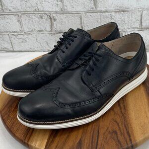 Cole Haan Original Grand OS Mens 14 M Black White Leather Wing Tip Oxford Shoes